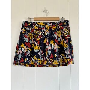 Title Nine Buttah Skort Womens Large Navy Blue Floral Pickle ball Tennis Golf